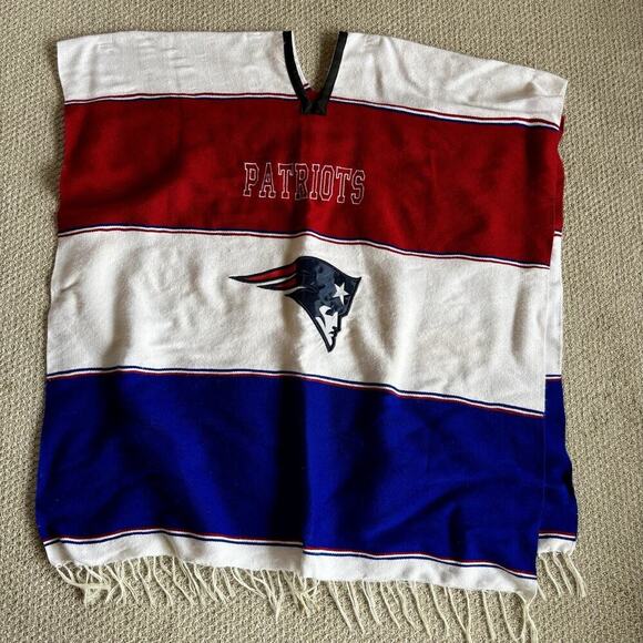 NFL Gabán Poncho New England Patriots Acrylic Cotton Made In Mexico - Picture 3 of 6